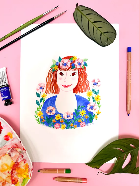 Portrait original fleuri – Image 2